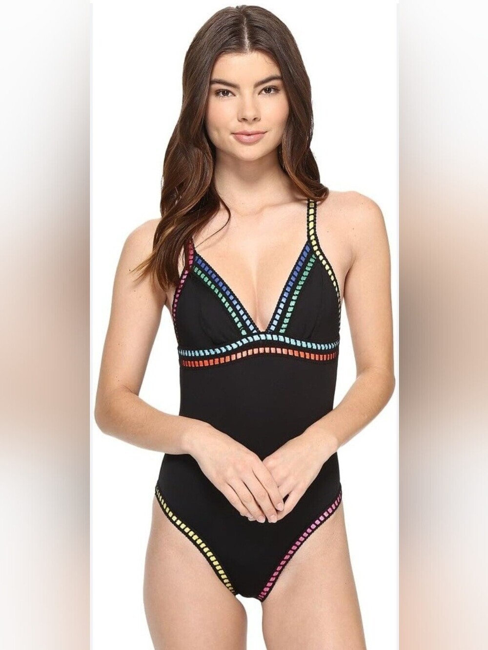 La Blanca Threading Along Rainbow Trim One Piece, VGUC, Approximate Size 4